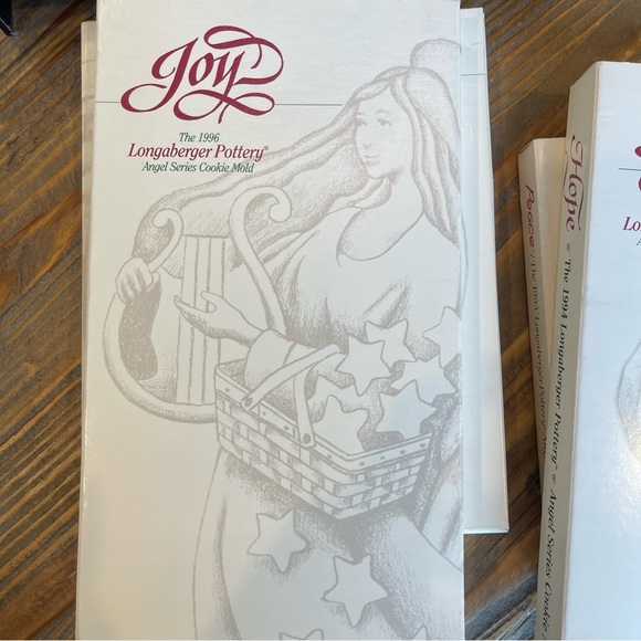 Longaberger Vintage 1993-1996 Full Set of Angel Cookie Molds Joy Peace Hope Love - Picture 10 of 10